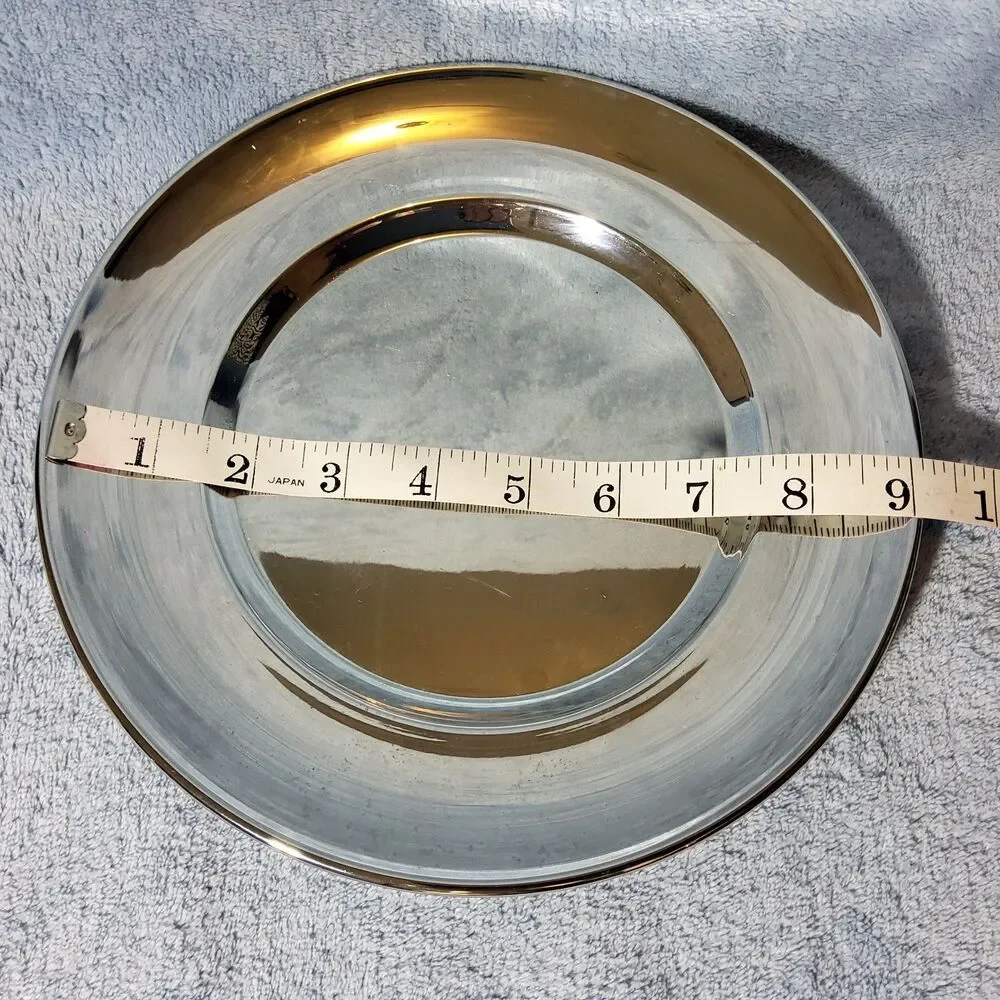 Vintage Japan Stainless Steel Round Plate 9